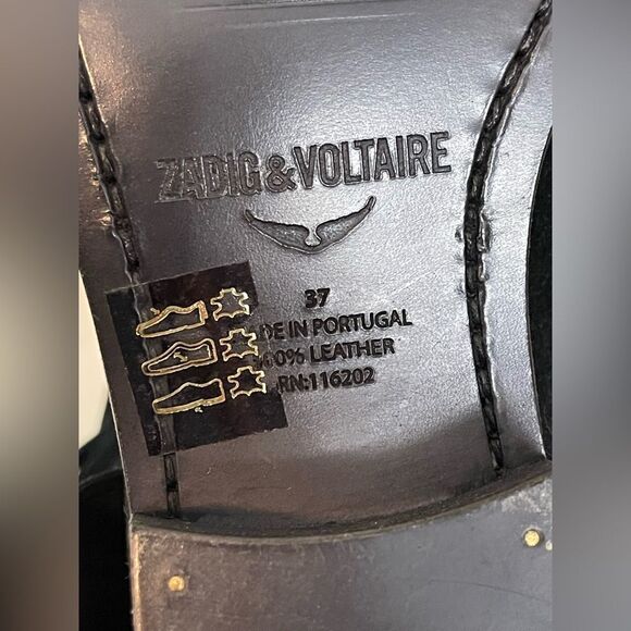 Zadig & Voltaire Pilar Western Fringe black Suede Ankle Boots French 37/US 6 - Picture 12 of 14